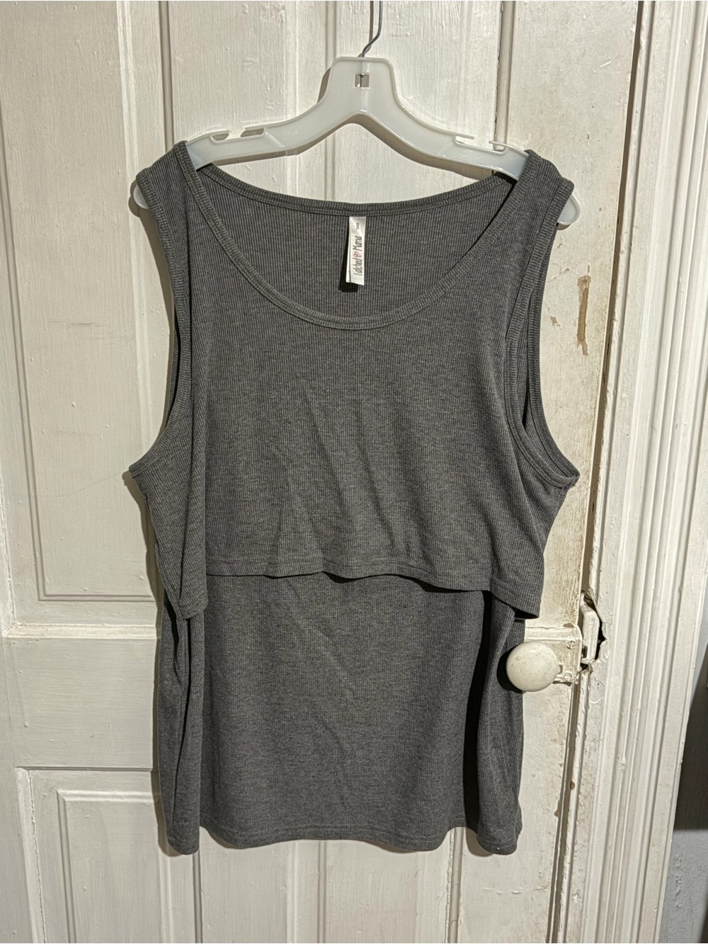 1X Latched Mama Grey Ribbed Top